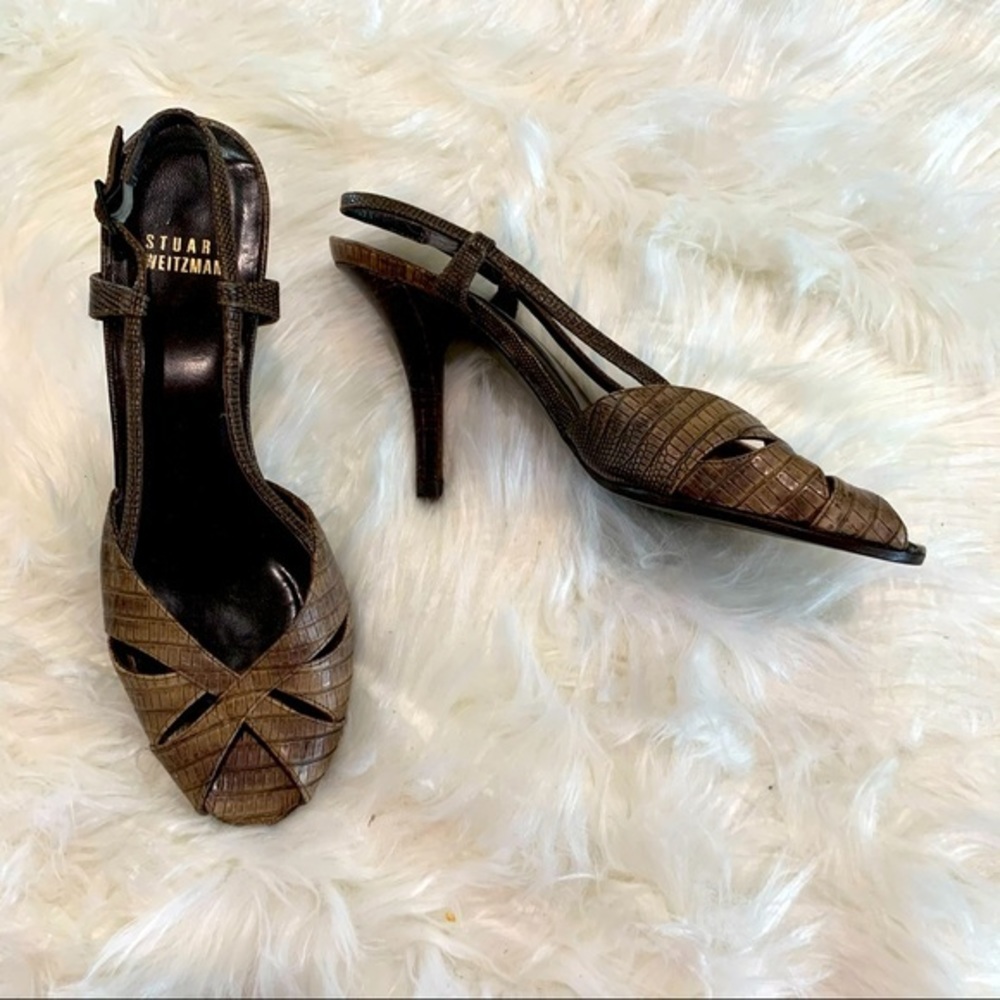 Stuart Weitzman strappy brown heels size 7.5‎